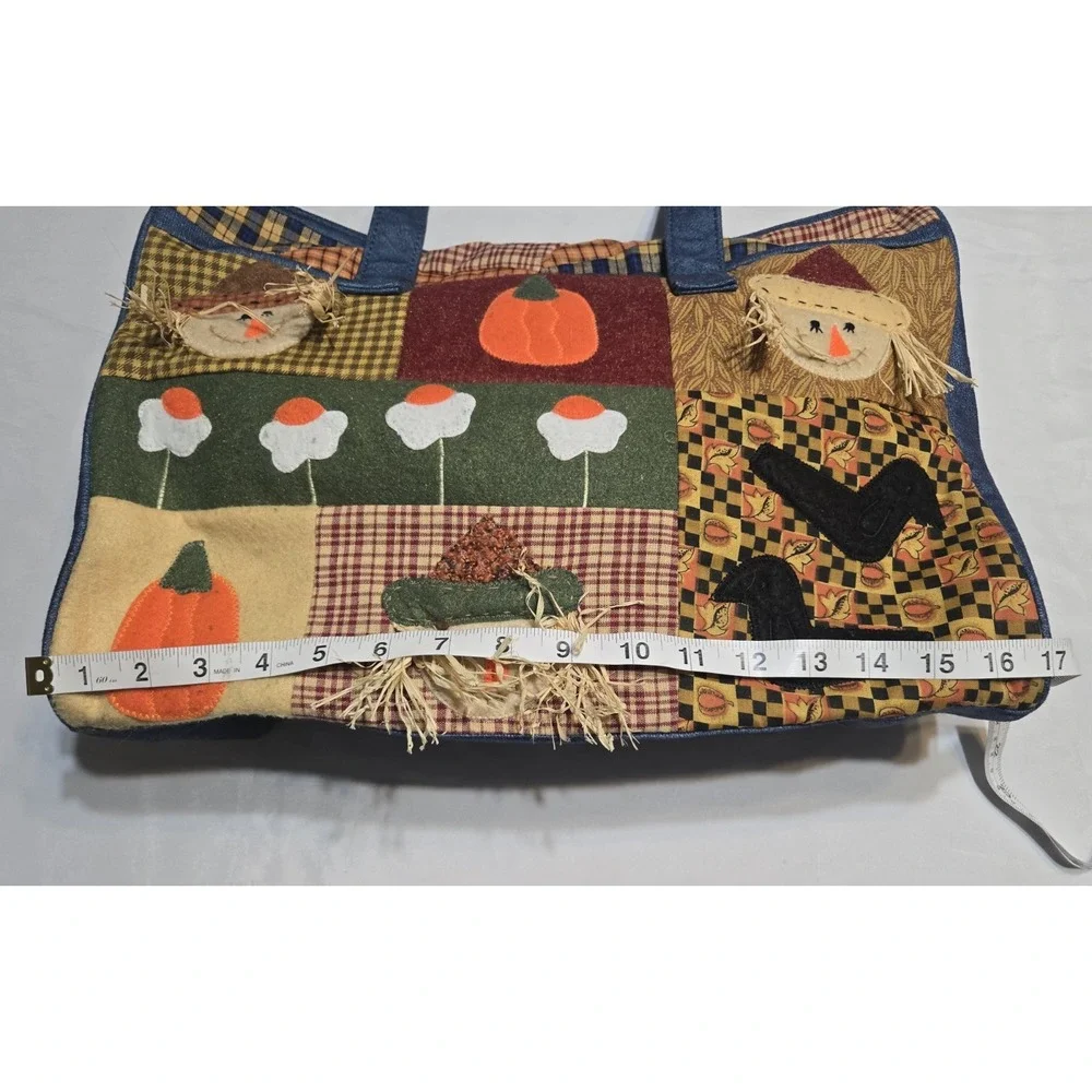 Handmade Autumn Patchwork Medium Tote Bag Fall Festive Halloween Purse See Pics